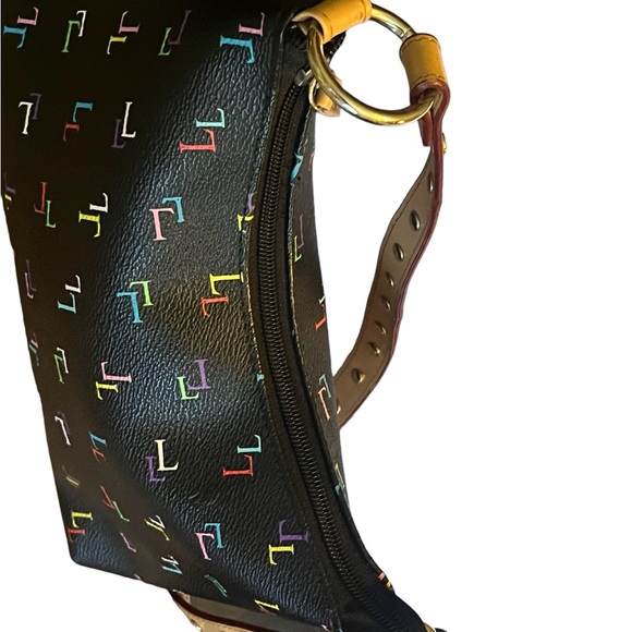 black shoulder purse Handbag with Multi colored L’s - Picture 5 of 6